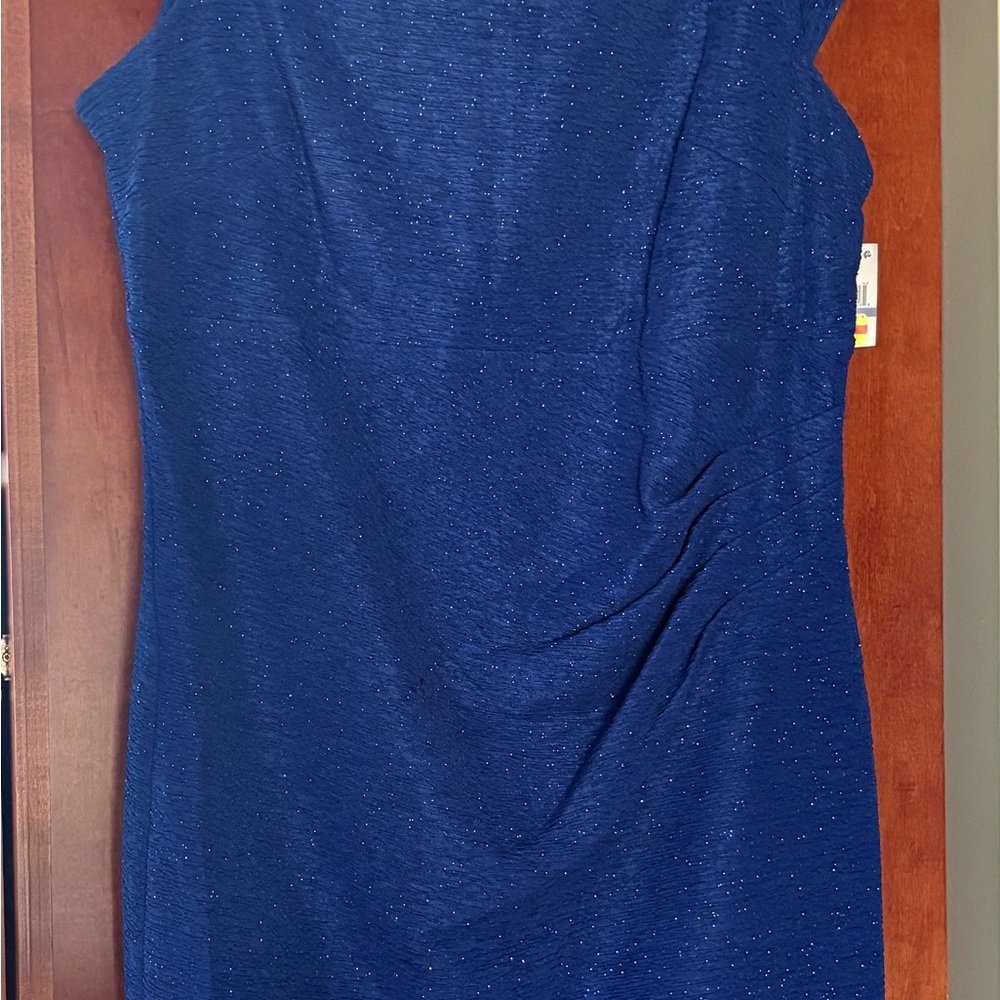 SLNY Blue Sleeveless Sheath Mini Dress Crew Neck